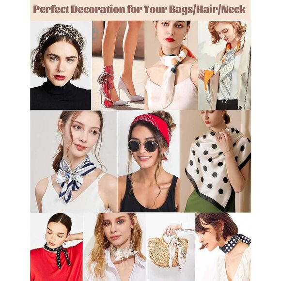 Mulberry Silk Square Neck Satin Scarf For Women's - Picture 6 of 6